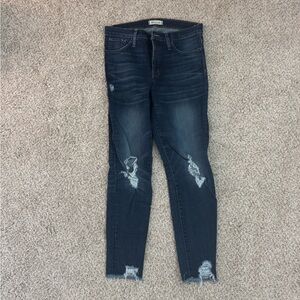 Madewell Dark Blue Distressed Skinny Jeans